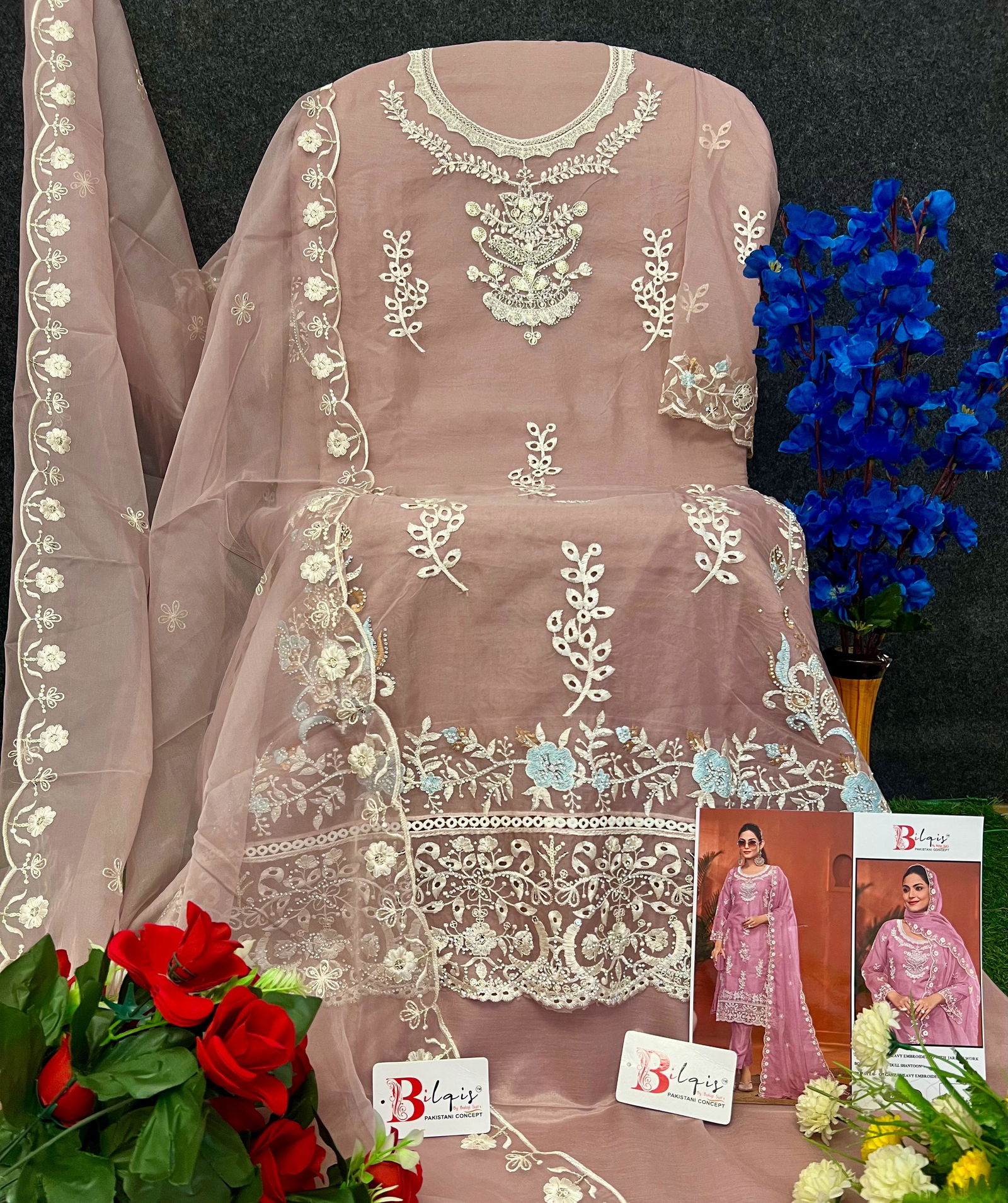 Bilqis B 119 A To D Organza Pakistani Suits Exporters In India